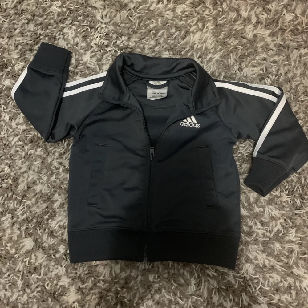 Adidas Grey Track Jacket Back Logo 12 Months Full Zíper